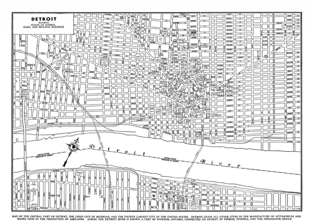 Ciudad de Detroit mapa de calle