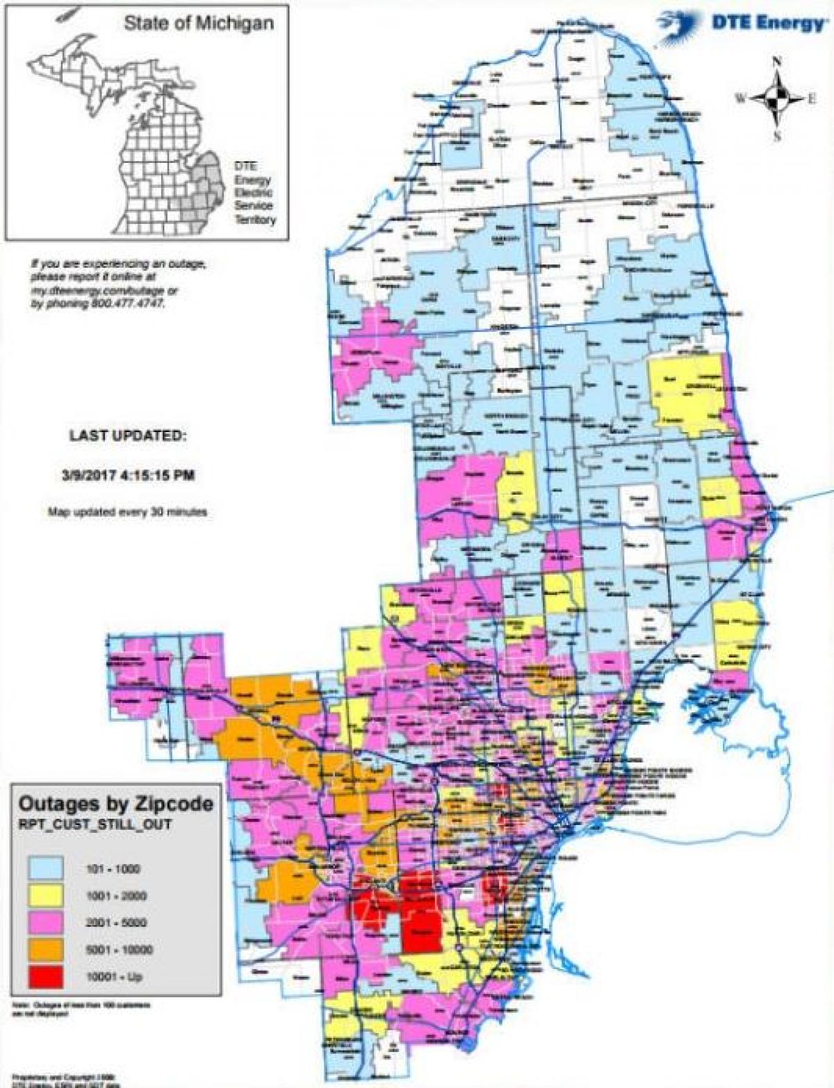 Detroit edison apagón mapa
