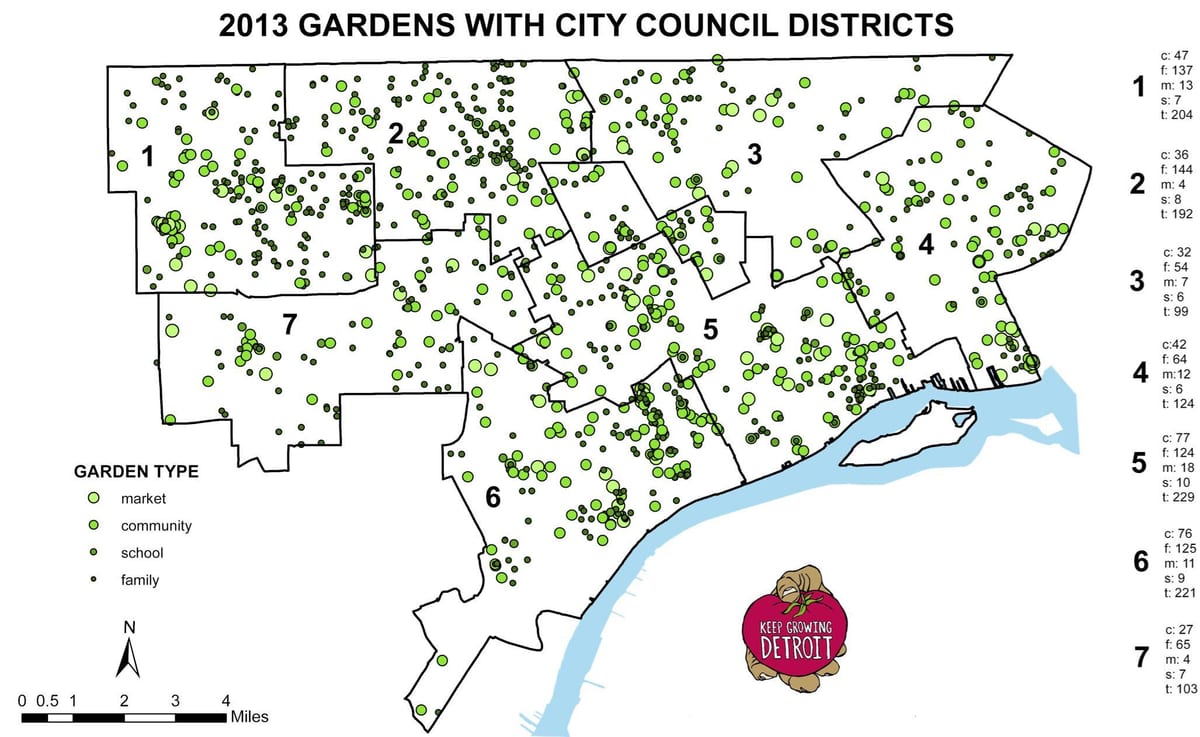 mapa de Detroit jardín