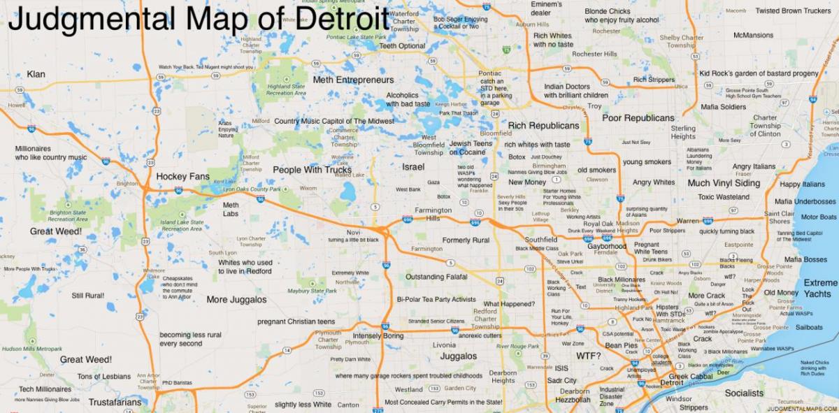 juicios de valor mapa de Detroit