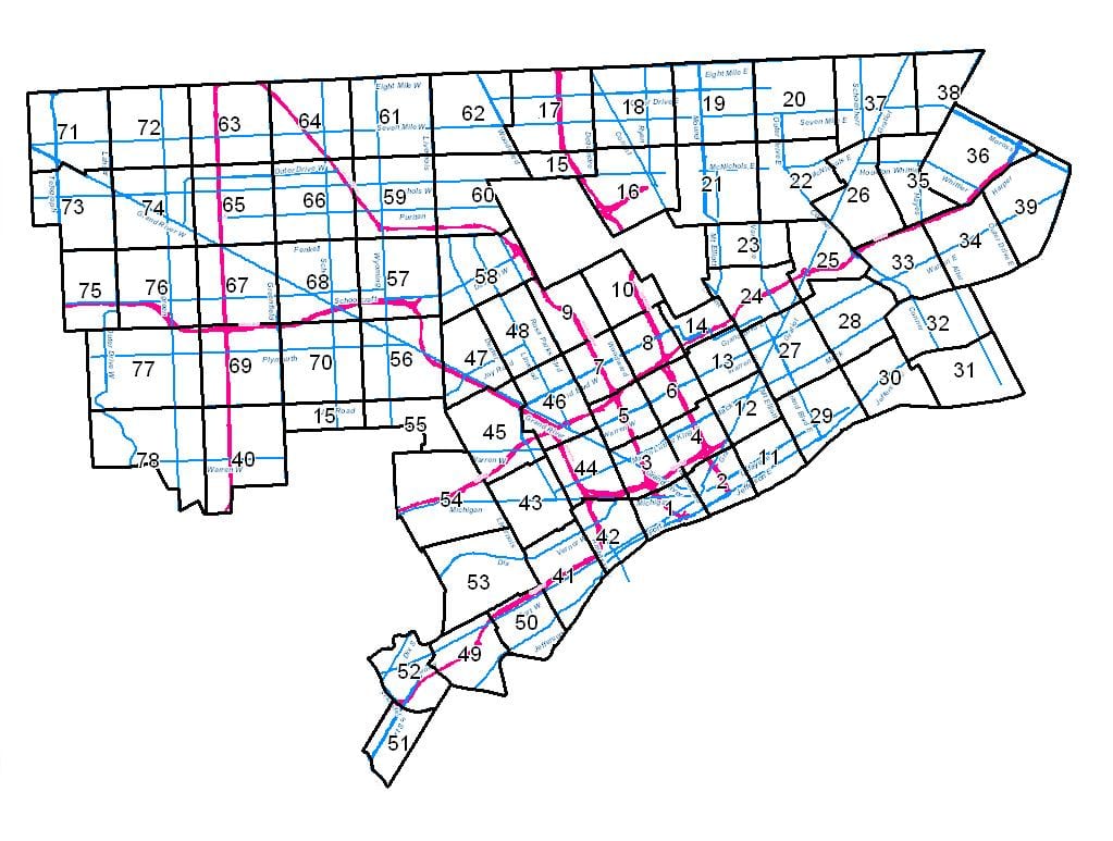 Detroit mapa de zonificación