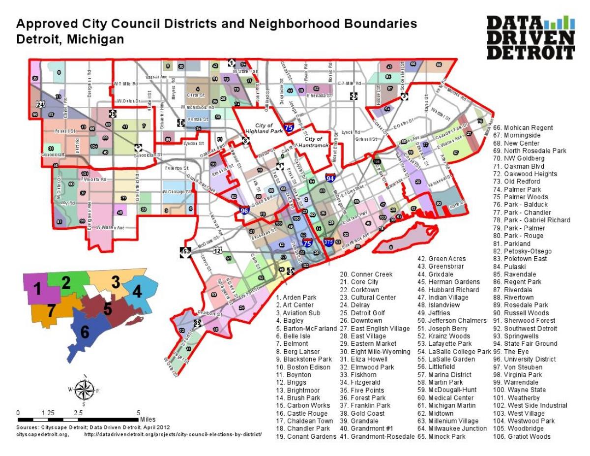 distrito de Detroit mapa