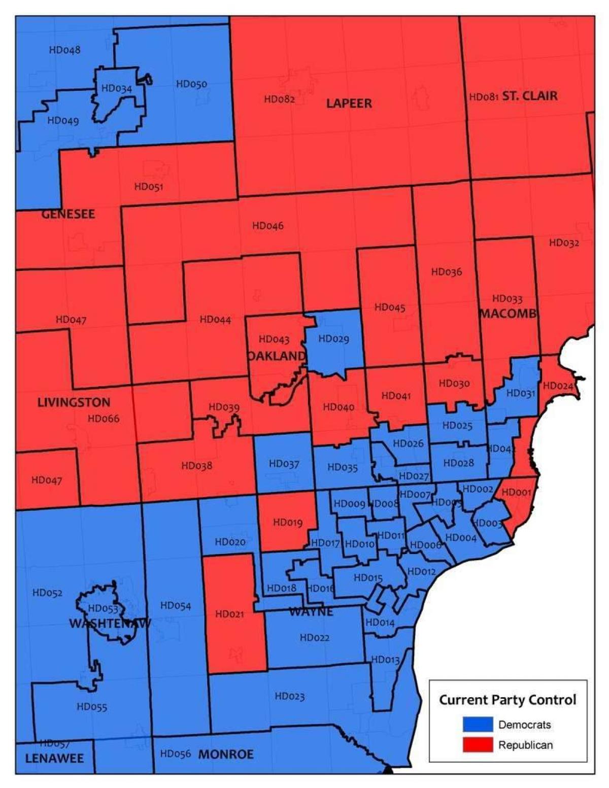 mapa de área de Detroit